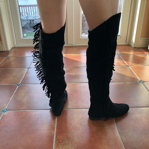 Nine West Black Suede Over-the-Knee Boots, Size 7 - Picture 4 of 4